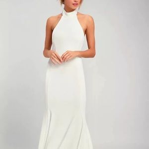 Lulus Slice of Joy White Halter Maxi formal Dress